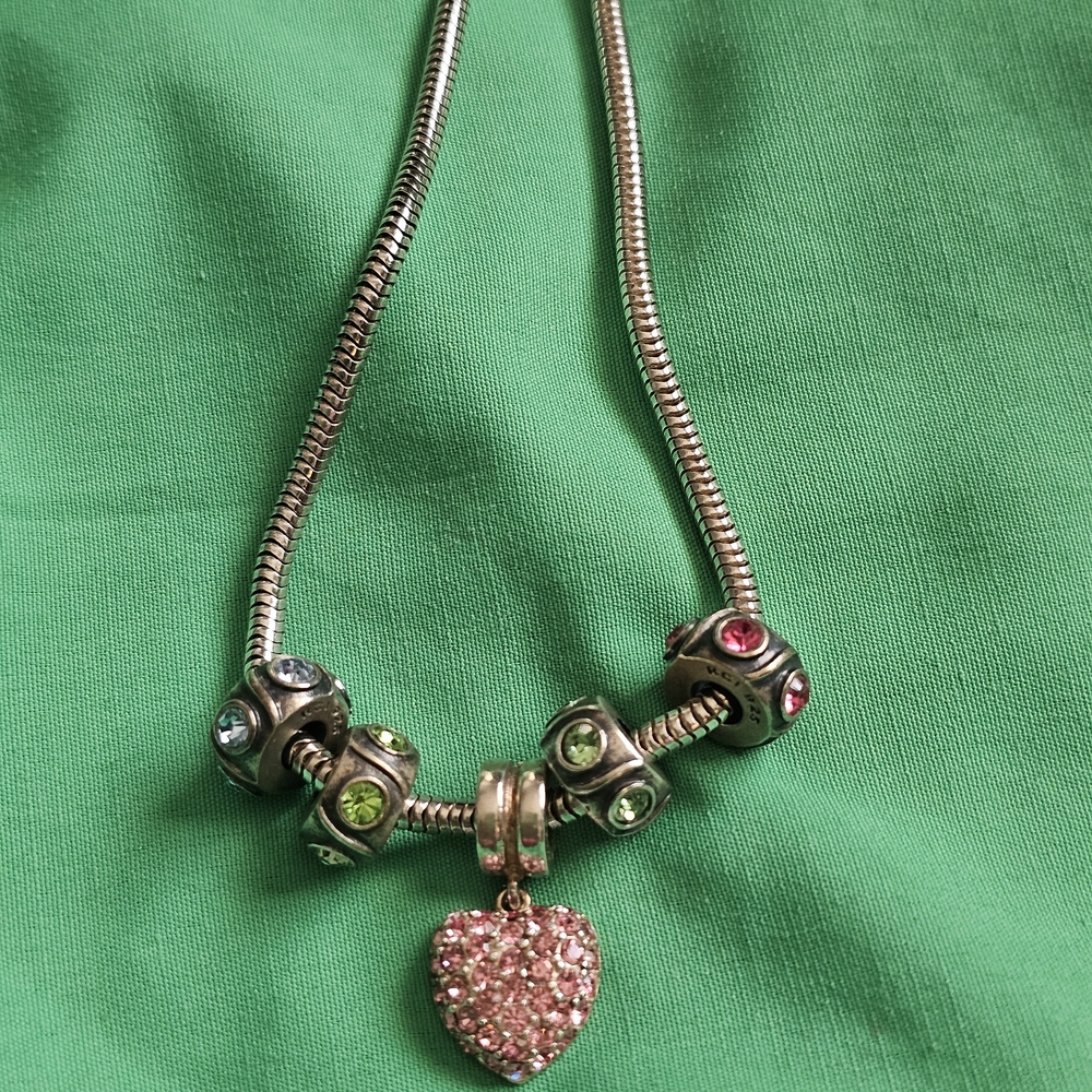 Helzberg Diamonds Necklace with Pink Heart and Multicolor Charms